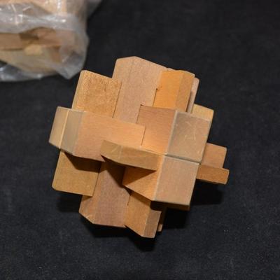 Lot of 4 Vintage Wooden Puzzles 3"x3" each