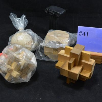 Lot of 4 Vintage Wooden Puzzles 3"x3" each