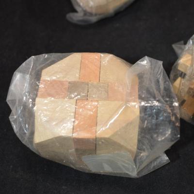Lot of 4 Vintage Wooden Puzzles 3"x3" each
