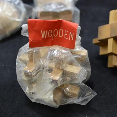 Lot of 4 Vintage Wooden Puzzles 3"x3" each