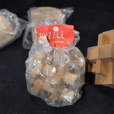 Lot of 4 Vintage Wooden Puzzles 3"x3" each
