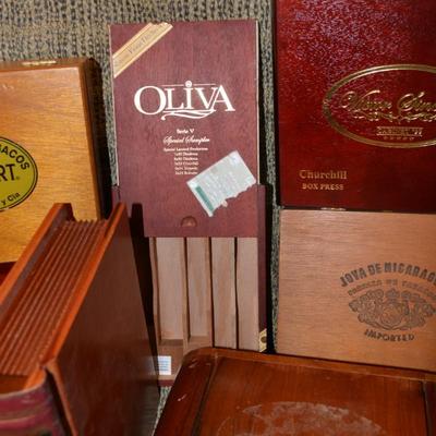 Lot of Wooden Cigar Boxes with Cigar Tubes