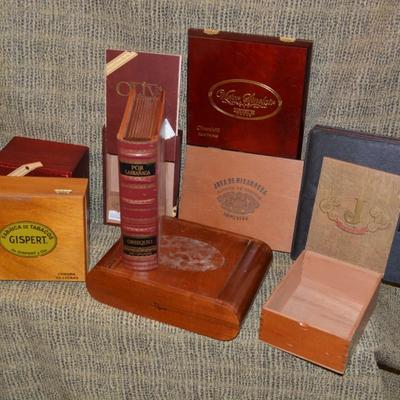 Lot of Wooden Cigar Boxes with Cigar Tubes