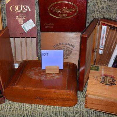 Lot of Wooden Cigar Boxes with Cigar Tubes