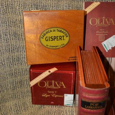 Lot of Wooden Cigar Boxes with Cigar Tubes