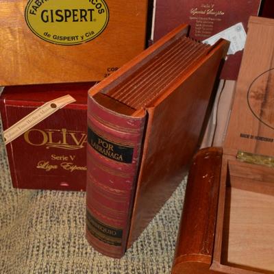 Lot of Wooden Cigar Boxes with Cigar Tubes