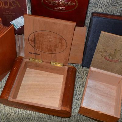 Lot of Wooden Cigar Boxes with Cigar Tubes