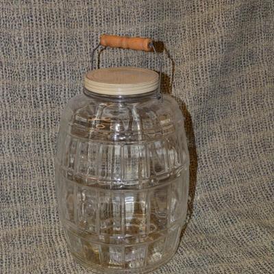 Vintage Glass Lidded Pickle Jar with Handle 13"x3"
