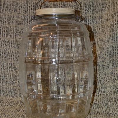 Vintage Glass Lidded Pickle Jar with Handle 13"x3"