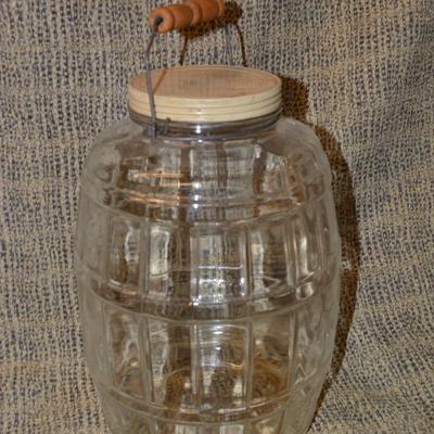 Vintage Glass Lidded Pickle Jar with Handle 13"x3"
