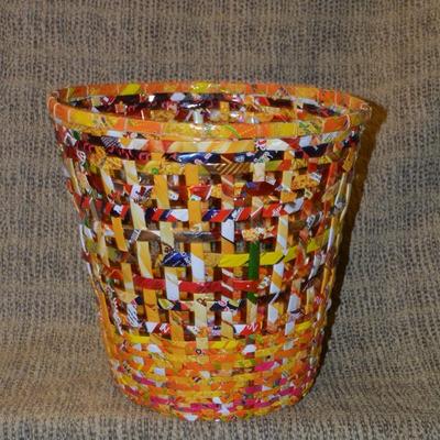Cottage Industry Wire & Candy Wrapper Trash Can 12"x12"