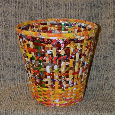 Cottage Industry Wire & Candy Wrapper Trash Can 12"x12"
