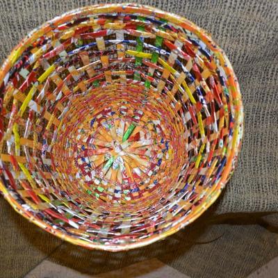 Cottage Industry Wire & Candy Wrapper Trash Can 12"x12"