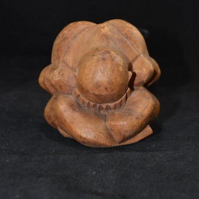 Hand Carved weeping Buddha Figurine 4"x4"