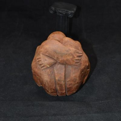 Hand Carved weeping Buddha Figurine 4"x4"