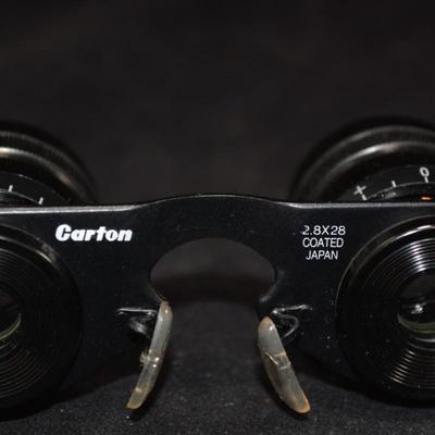 Vintage Carton 2.8x28 Binocular Eye Glasses w/ Case