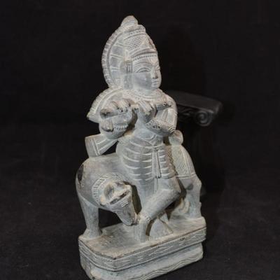 Vintage Soapstone KRISHNA w/ Flute 6.5" Tall