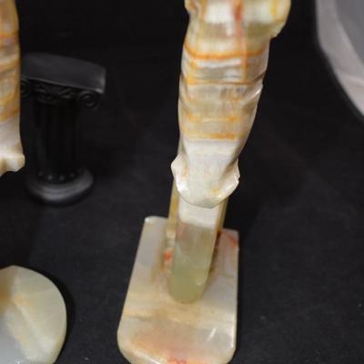 Vintage Carved Onyx Trojan Horse Head Bookends 8.5" Tall
