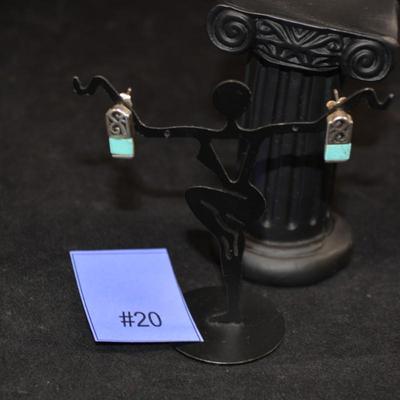 925 Sterling Turquoise Filigree Earrings 3.1g