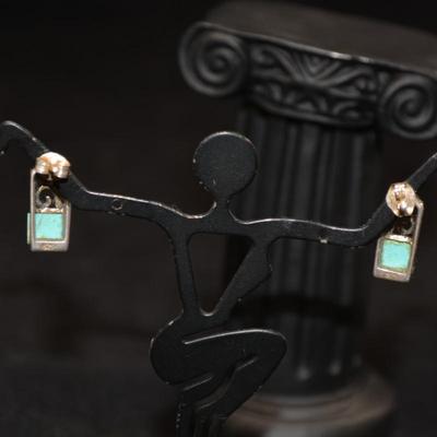 925 Sterling Turquoise Filigree Earrings 3.1g