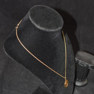 14K Gold Horse Pendant w/ 14K Gold Chain 18" 3.6g
