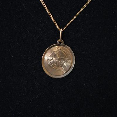 14K Gold Horse Pendant w/ 14K Gold Chain 18" 3.6g