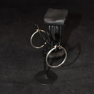 925 Sterling 1.25" Hoop Earrings 3.9g