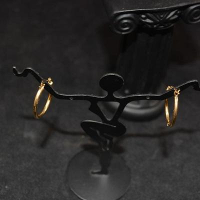14K Gold Hoop Earrings .75" - 0.9g