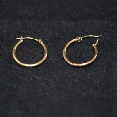 14K Gold Hoop Earrings .75" - 0.9g