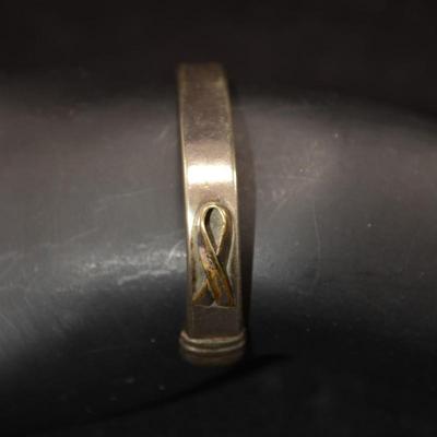 925 Sterling Breast Cancer Awareness Cuff Bracelet 18.2g