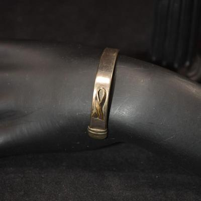 925 Sterling Breast Cancer Awareness Cuff Bracelet 18.2g