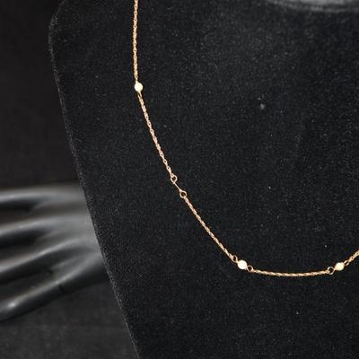 14K Gold Necklace with Pearls 16" 1.7g