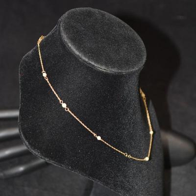 14K Gold Necklace with Pearls 16" 1.7g