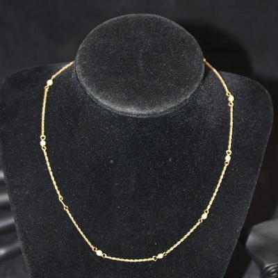 14K Gold Necklace with Pearls 16" 1.7g