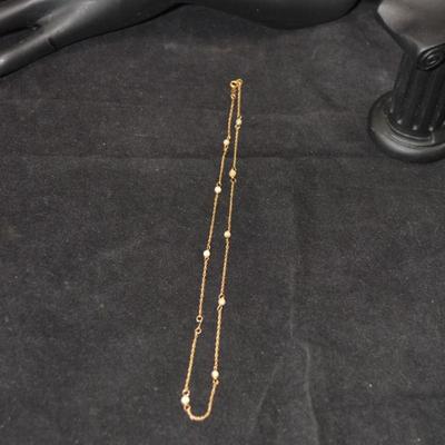14K Gold Necklace with Pearls 16" 1.7g