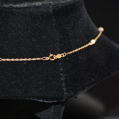 14K Gold Necklace with Pearls 16" 1.7g