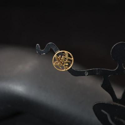 14K Gold-Plated 925 Sterling Chinese Character Earrings 1.2g