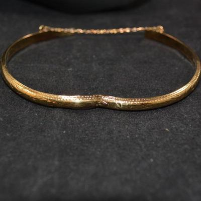 Gold-Tone 925 Sterling Etched Clasp Bracelet 7.2g