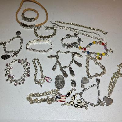 Heart Shaped 925 Locket Plus Charm Bracelets, Pewter Owl & More (P-RG)