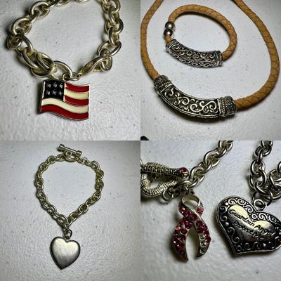 Heart Shaped 925 Locket Plus Charm Bracelets, Pewter Owl & More (P-RG)