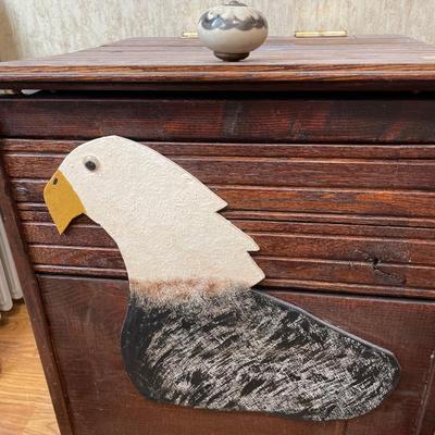 Home made wood cabinet with eagle