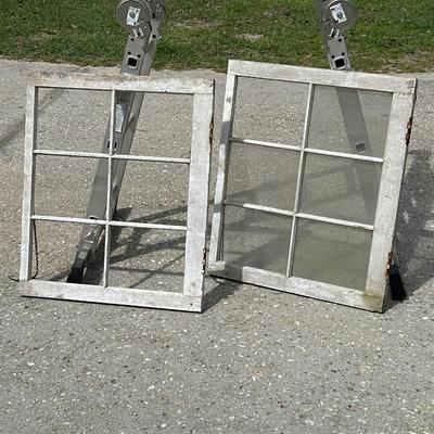 Pair (2) Old Wood Windows w/Original Hardware ~ *Read Details