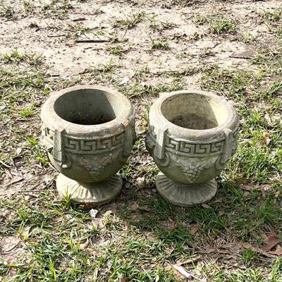 Pair (2) Cement Pots ~ *read details