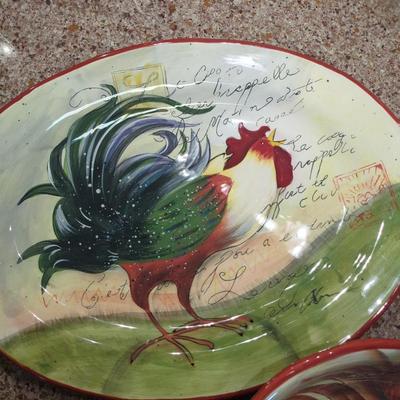 Certified international Le Rooster Large bowl and oval platter