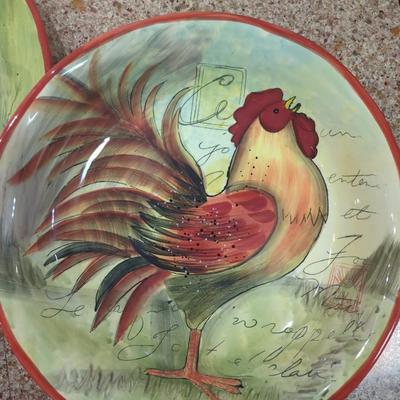 Certified international Le Rooster Large bowl and oval platter