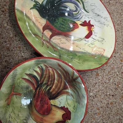 Certified international Le Rooster Large bowl and oval platter