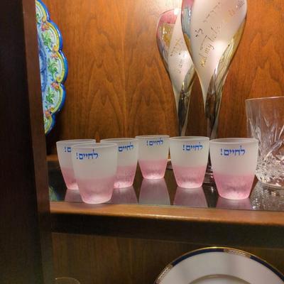 Set of 6 Al-rama Isreal hand painted cordial glasses