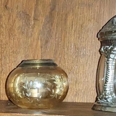 Art Tea Light Holder Gold Mercury Glass