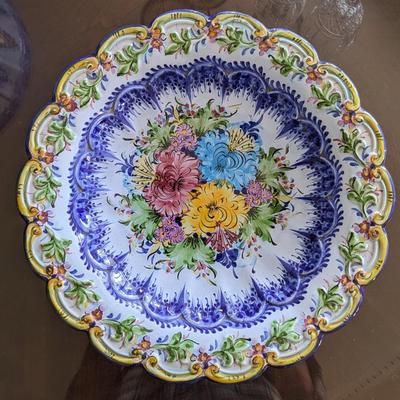 Portuguese Hand Painted Bowl and Platter Set
