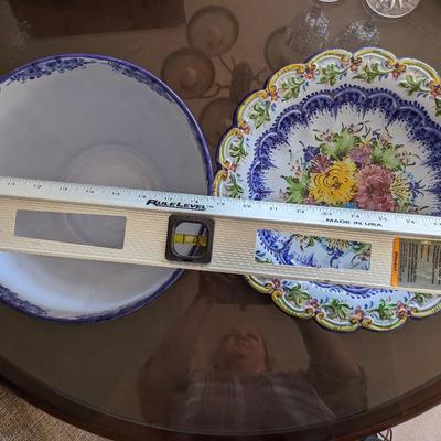 Portuguese Hand Painted Bowl and Platter Set